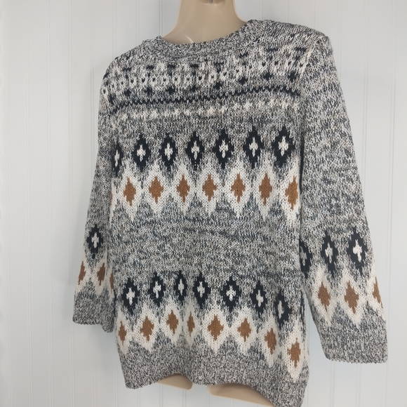 H&M Marled Tribal Print Chunky Boxy Sweater Sz M - Picture 6 of 11
